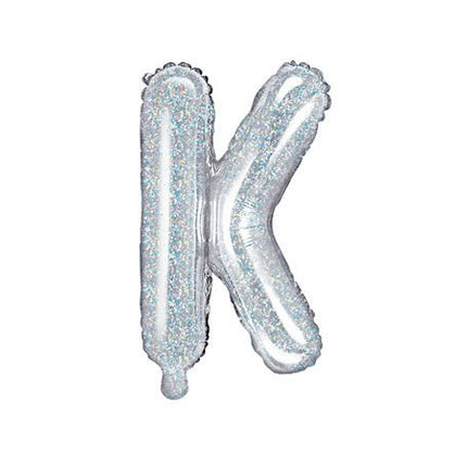 Folie Ballon Letter K Holografisch Leeg 35cm van Partydeco koop je bij Partywinkel