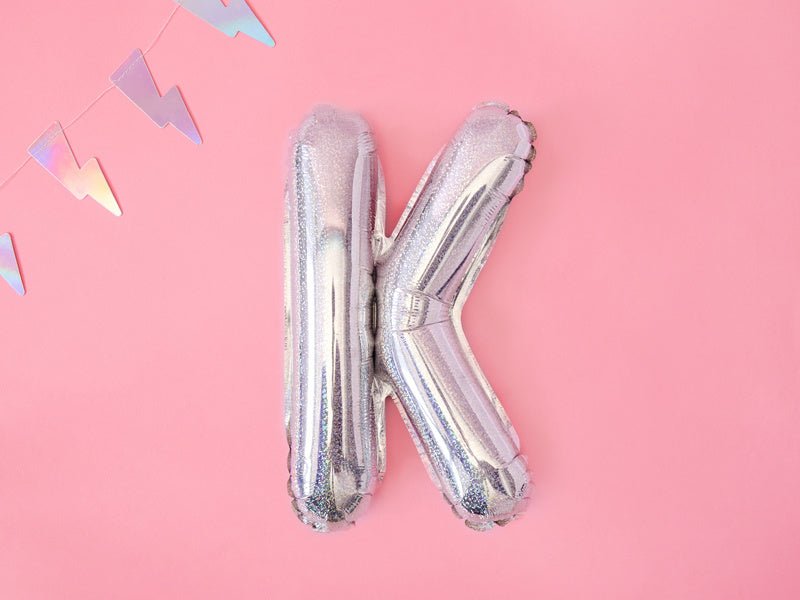 Folie Ballon Letter K Holografisch Leeg 35cm van Partydeco koop je bij Partywinkel