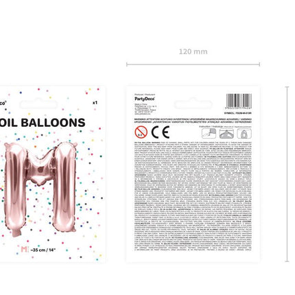 Folie Ballon Letter M Rose Goud Leeg 35cm van Partydeco koop je bij Partywinkel