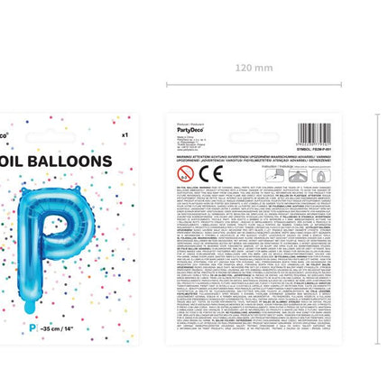 Folie Ballon Letter P Blauw Leeg 35cm van Partydeco koop je bij Partywinkel