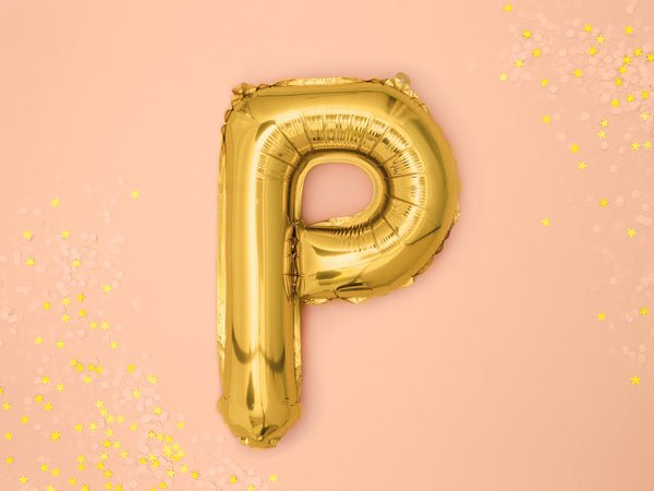 Folie Ballon Letter P Goud Leeg 35cm van Partydeco koop je bij Partywinkel