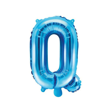 Folie Ballon Letter Q Blauw Leeg 35cm van Partydeco koop je bij Partywinkel