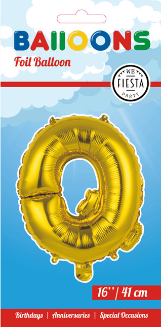 Folie Ballon Letter Q Goud 41cm met Rietje van WeFiesta koop je bij Partywinkel