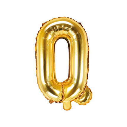 Folie Ballon Letter Q Goud Leeg 35cm van Partydeco koop je bij Partywinkel