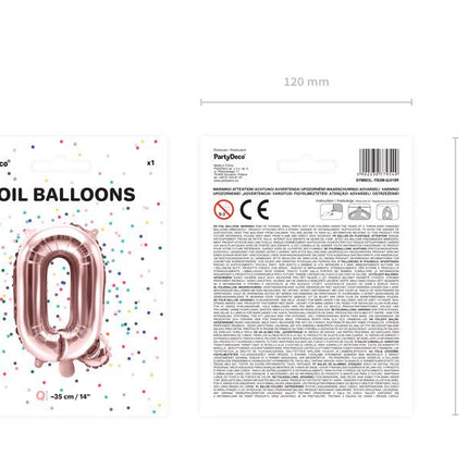 Folie Ballon Letter Q Rose Goud Leeg 35cm van Partydeco koop je bij Partywinkel