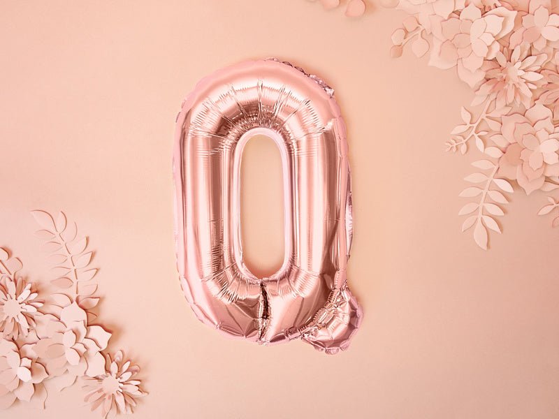 Folie Ballon Letter Q Rose Goud Leeg 35cm van Partydeco koop je bij Partywinkel