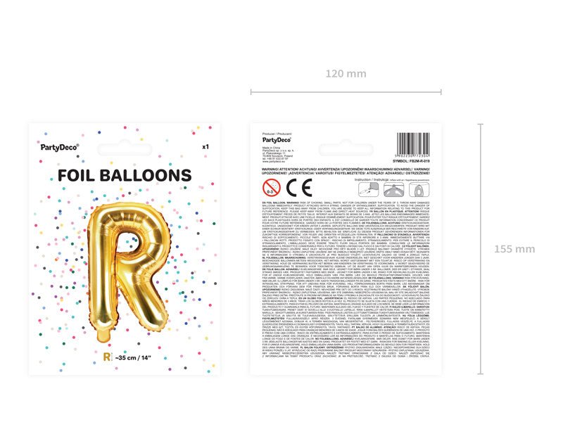 Folie Ballon Letter R Goud Leeg 35cm van Partydeco koop je bij Partywinkel