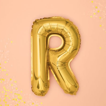 Folie Ballon Letter R Goud Leeg 35cm van Partydeco koop je bij Partywinkel