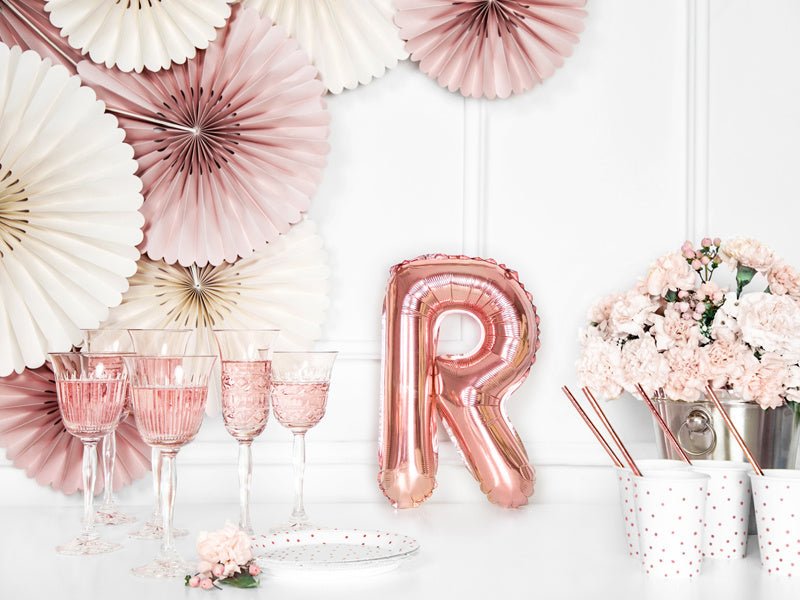 Folie Ballon Letter R Rose Goud Leeg 35cm van Partydeco koop je bij Partywinkel