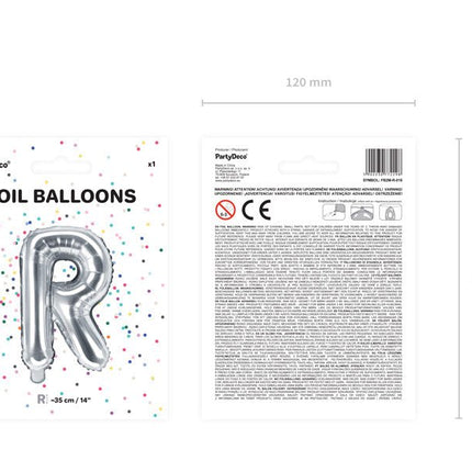 Folie Ballon Letter R Zilver Leeg 35cm van Partydeco koop je bij Partywinkel