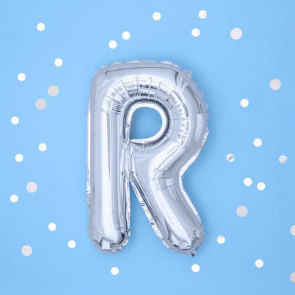 Folie Ballon Letter R Zilver Leeg 35cm van Partydeco koop je bij Partywinkel