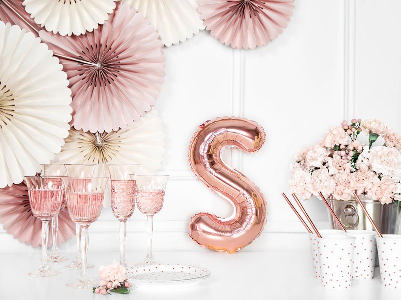 Folie Ballon Letter S Rose Goud Leeg 35cm van Partydeco koop je bij Partywinkel