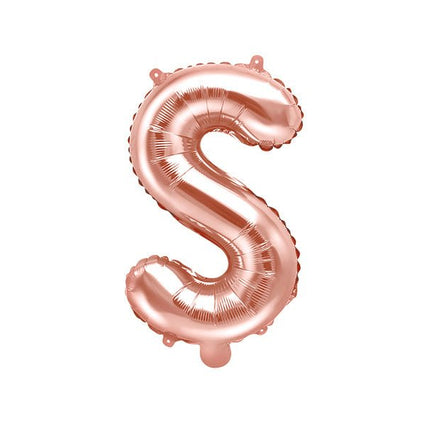 Folie Ballon Letter S Rose Goud Leeg 35cm van Partydeco koop je bij Partywinkel