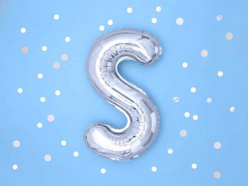 Folie Ballon Letter S Zilver Leeg 35cm van Partydeco koop je bij Partywinkel