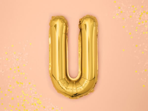 Folie Ballon Letter U Goud Leeg 35cm van Partydeco koop je bij Partywinkel