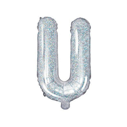 Folie Ballon Letter U Holografisch Leeg 35cm van Partydeco koop je bij Partywinkel