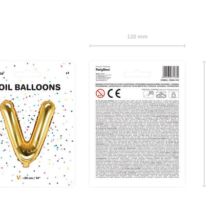 Folie Ballon Letter V Goud Leeg 35cm van Partydeco koop je bij Partywinkel