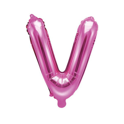 Folie Ballon Letter V Roze Leeg 35cm van Partydeco koop je bij Partywinkel