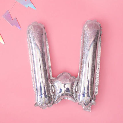 Folie Ballon Letter W Holografisch Leeg 35cm van Partydeco koop je bij Partywinkel