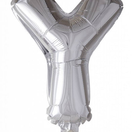 Folie Ballon Letter Y Zilver XL 102cm leeg van WeFiesta koop je bij Partywinkel