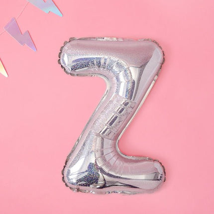 Folie Ballon Letter Z Holografisch Leeg 35cm van Partydeco koop je bij Partywinkel
