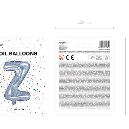 Folie Ballon Letter Z Holografisch Leeg 35cm van Partydeco koop je bij Partywinkel