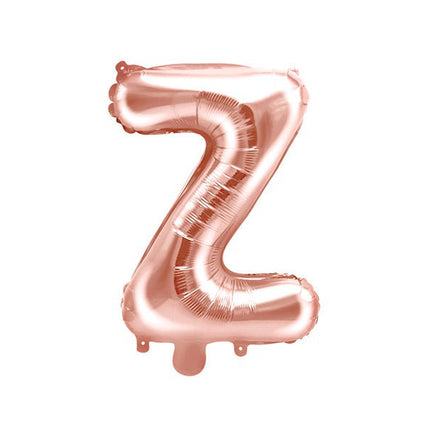 Folie Ballon Letter Z Rose Goud Leeg 35cm van Partydeco koop je bij Partywinkel