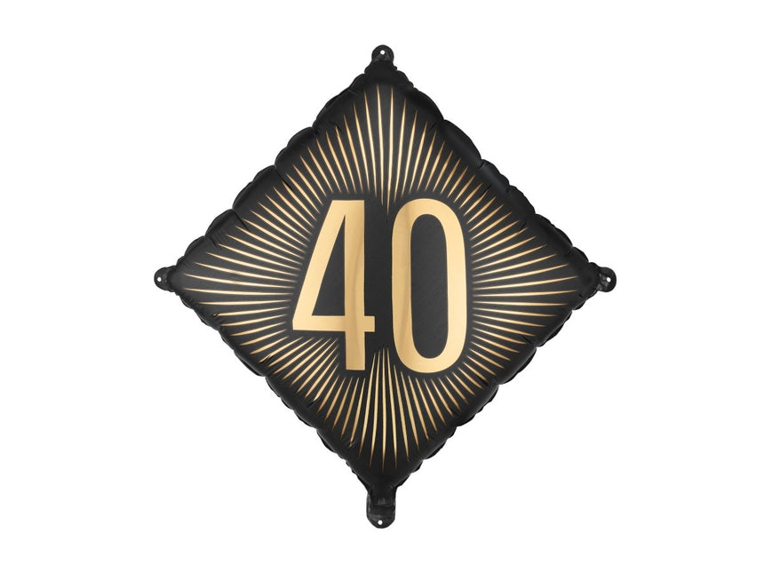Folie Helium Ballon 40 Jaar Zwart Goud 46cm Leeg van Partydeco koop je bij Partywinkel