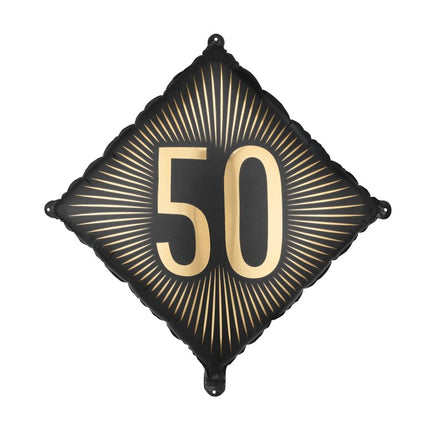 Folie Helium Ballon 50 Jaar Zwart Goud 46cm Leeg van Partydeco koop je bij Partywinkel
