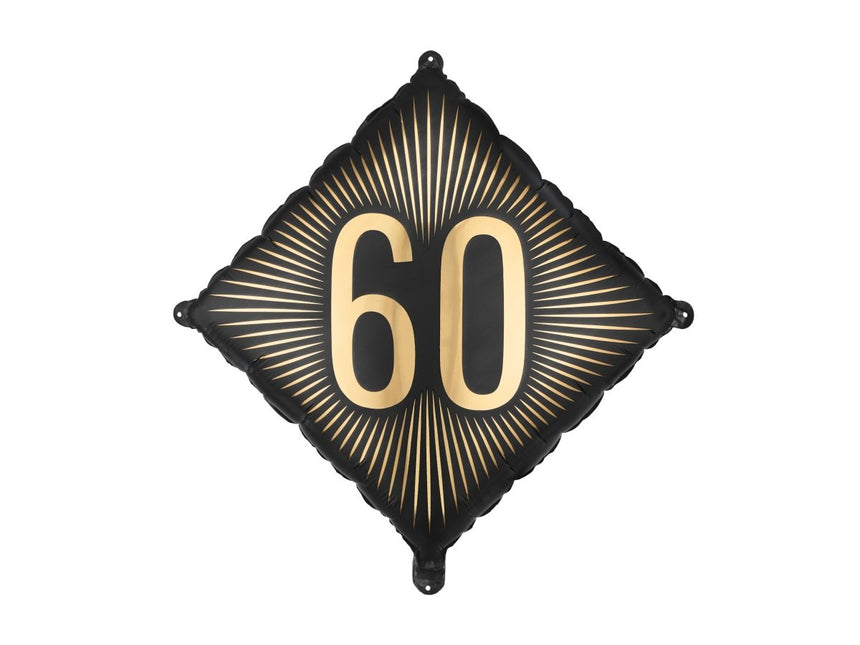 Folie Helium Ballon 60 Jaar Zwart Goud 46cm Leeg van Partydeco koop je bij Partywinkel