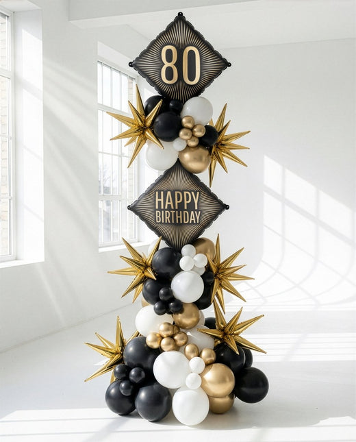 Folie Helium Ballon 80 Jaar Zwart Goud 46cm Leeg van Partydeco koop je bij Partywinkel