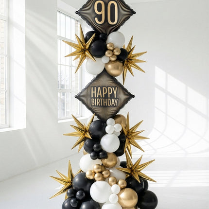 Folie Helium Ballonnen 90 Jaar Zwart Goud 46cm Leeg. van Partydeco koop je bij Partywinkel