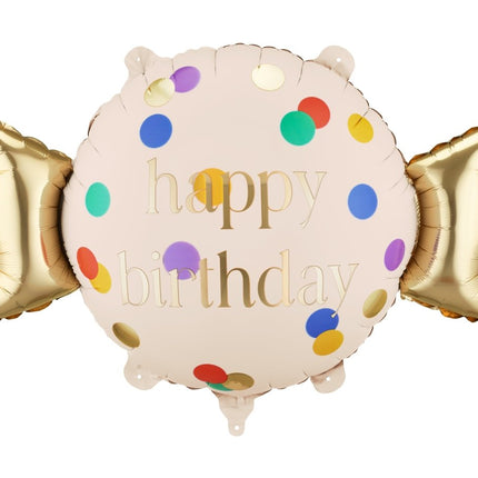 Folieballon Candy Happy Birthday, 61x37 cm, mix van Partydeco koop je bij Partywinkel