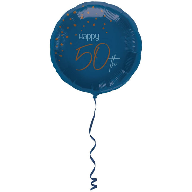 Folieballon Elegant True Blue 50 Jaar - 45cm van Folat koop je bij Partywinkel