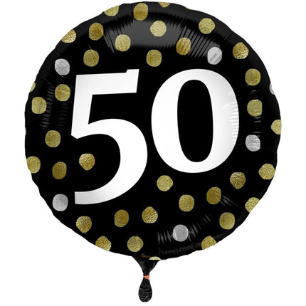 Folieballon Glossy Black 50 Jaar - 45cm van Folat koop je bij Partywinkel