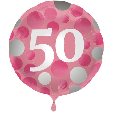 Folieballon Glossy Pink 50 Jaar - 45cm van Folat koop je bij Partywinkel