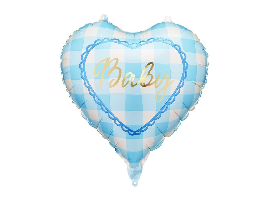 Folieballon hart Baby, 35 cm, lichtblauw van Partydeco koop je bij Partywinkel