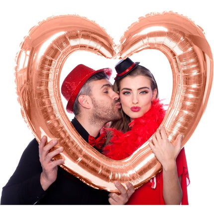 Hart Helium Ballon Rose Goud Fotolijst Leeg 80cm van Folat koop je bij Partywinkel