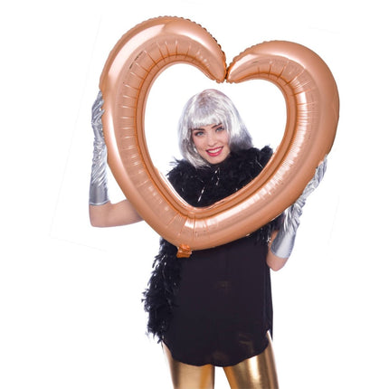 Hart Helium Ballon Rose Goud Fotolijst Leeg 80cm van Folat koop je bij Partywinkel