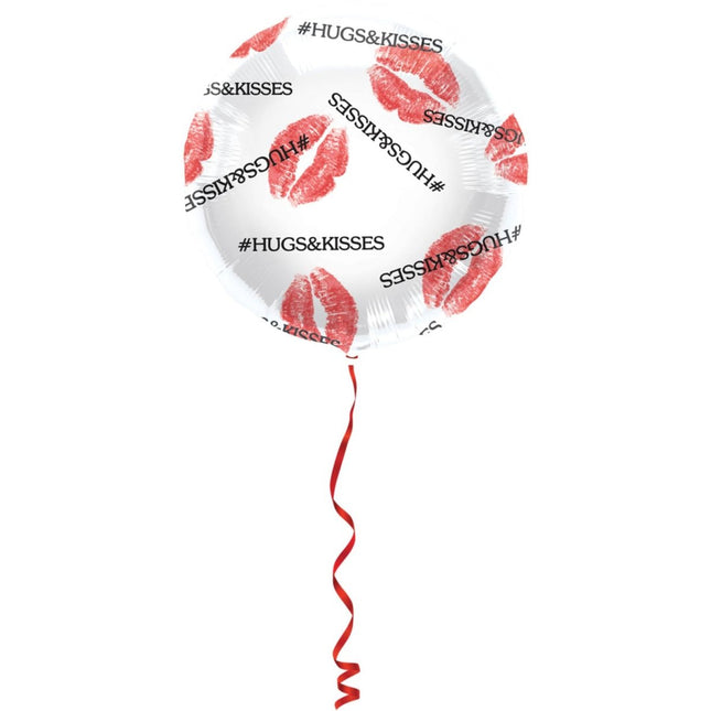 Witte Helium Ballon Hugh & Kisses Leeg 45cm van Folat koop je bij Partywinkel