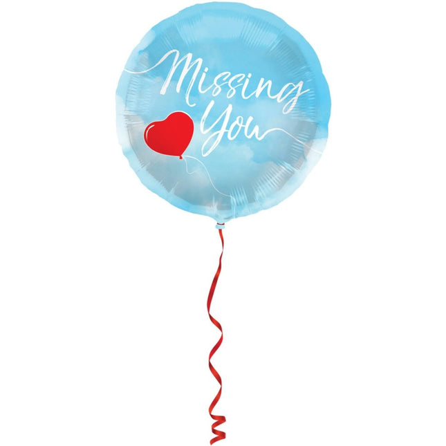 Folieballon 'Missing you!' Blauw - 45cm van Folat koop je bij Partywinkel