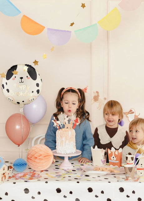 Folieballon rond Hond Happy Birthday, 35x35 cm, mix van Partydeco koop je bij Partywinkel
