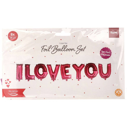 Roze Helium Ballon I Love You Leeg 36cm 8st van Folat koop je bij Partywinkel