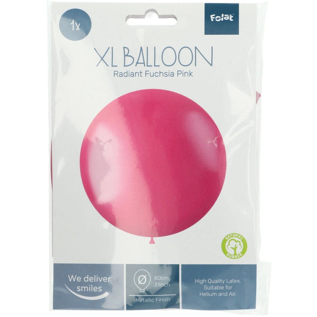 Fuchsia Ballon Metallic Fuchsia Pink 80cm van Folat koop je bij Partywinkel