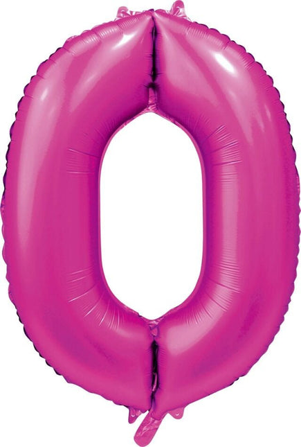 Fuchsia Cijfer Ballon 0 Jaar Glans 86cm van WeFiesta koop je bij Partywinkel