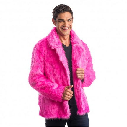 Fuchsia falsk pelsfrakke