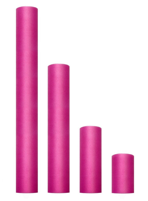 Fuchsia Tule Rol 15cm 9m van Partydeco koop je bij Partywinkel
