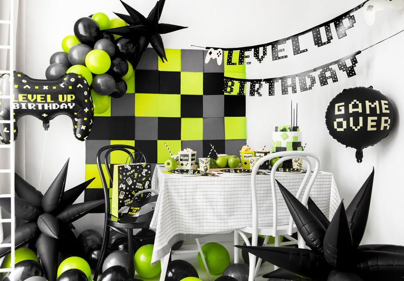 Gaming Party Banner Level Up Birthday 2,5m van Partydeco koop je bij Partywinkel
