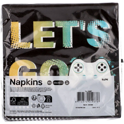 Gaming Party Servetten Happy Birthday 33cm 20st van Folat koop je bij Partywinkel