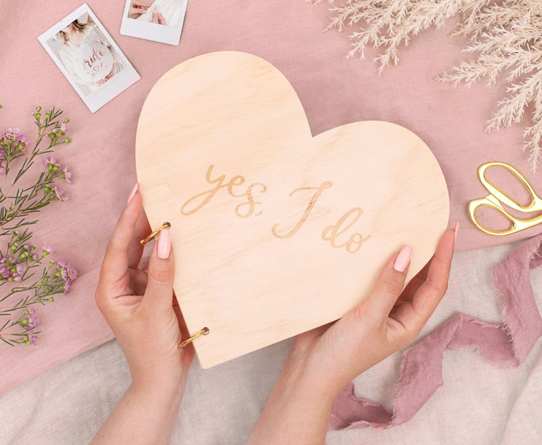 Gastenboek Hart Yes I Do Hout van Partydeco koop je bij Partywinkel